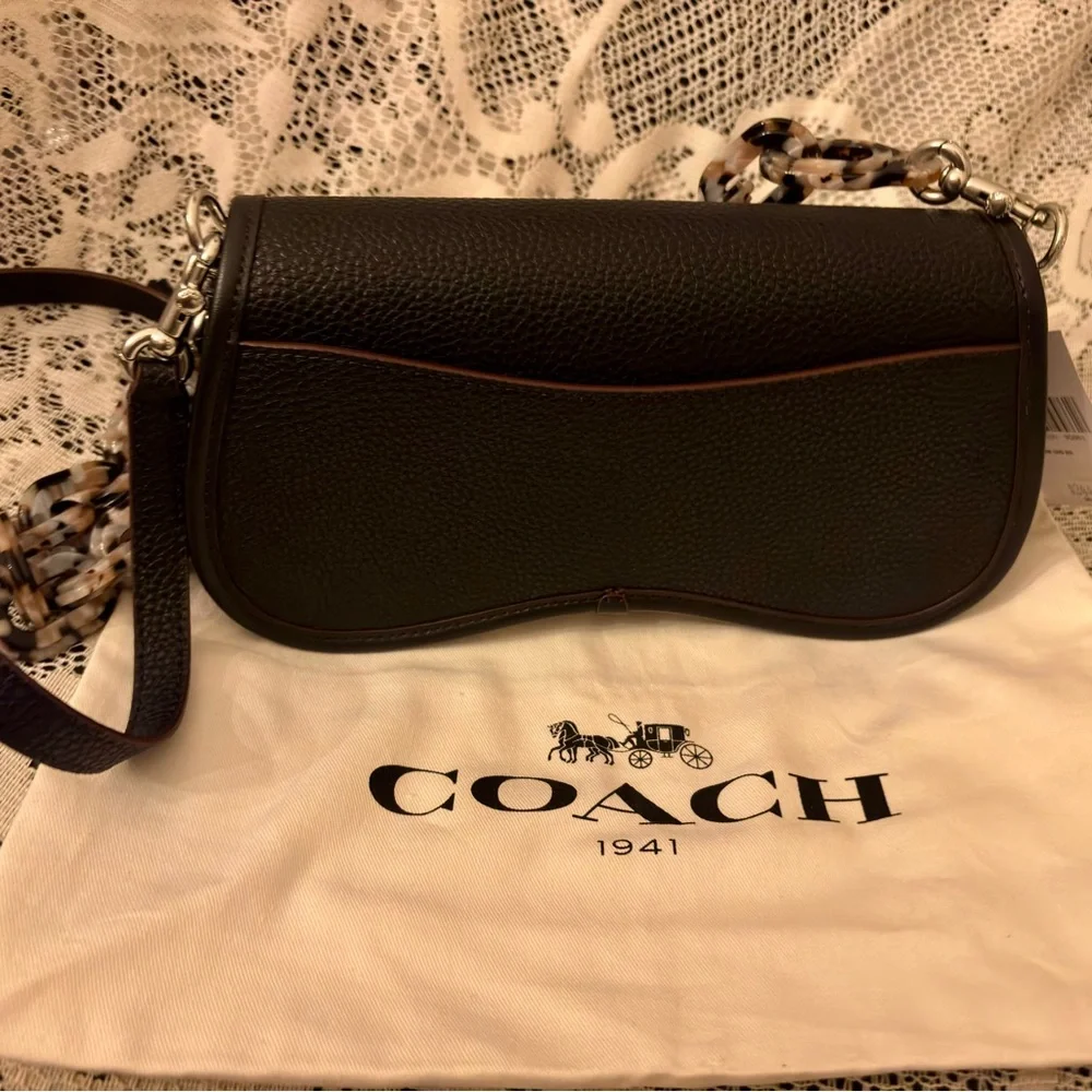 NWT Coach Wavy Dinky Bag Shoulder & Crossbody Coachtopia Black Leather CK113 - Picture 11 of 16